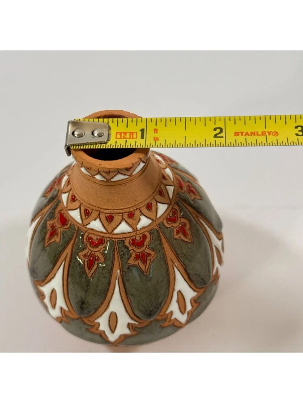 Vintage Bonis Pottery Greece Handmade Enamel Terracotta Clay Flower Vase - Picture 4 of 10